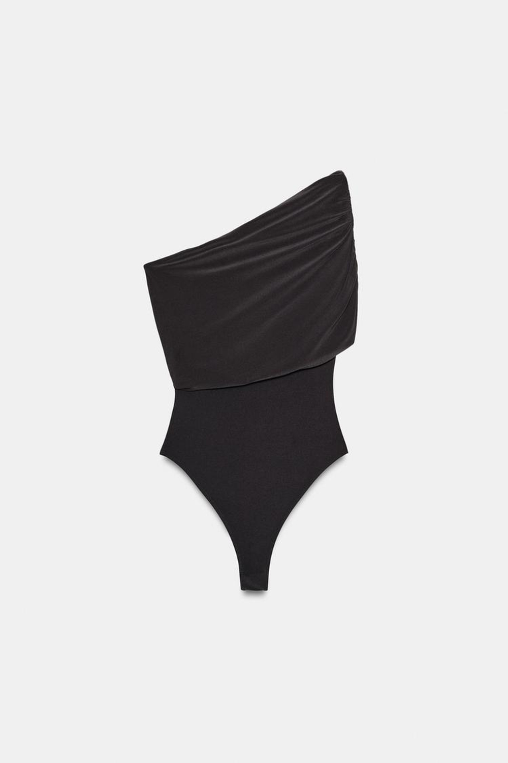 ZARA БОДИ АСИММЕТРИЧНОГО КРОЯ СО СБОРКАМИ, АНТРАЦИТОВО-СЕРЫЙ