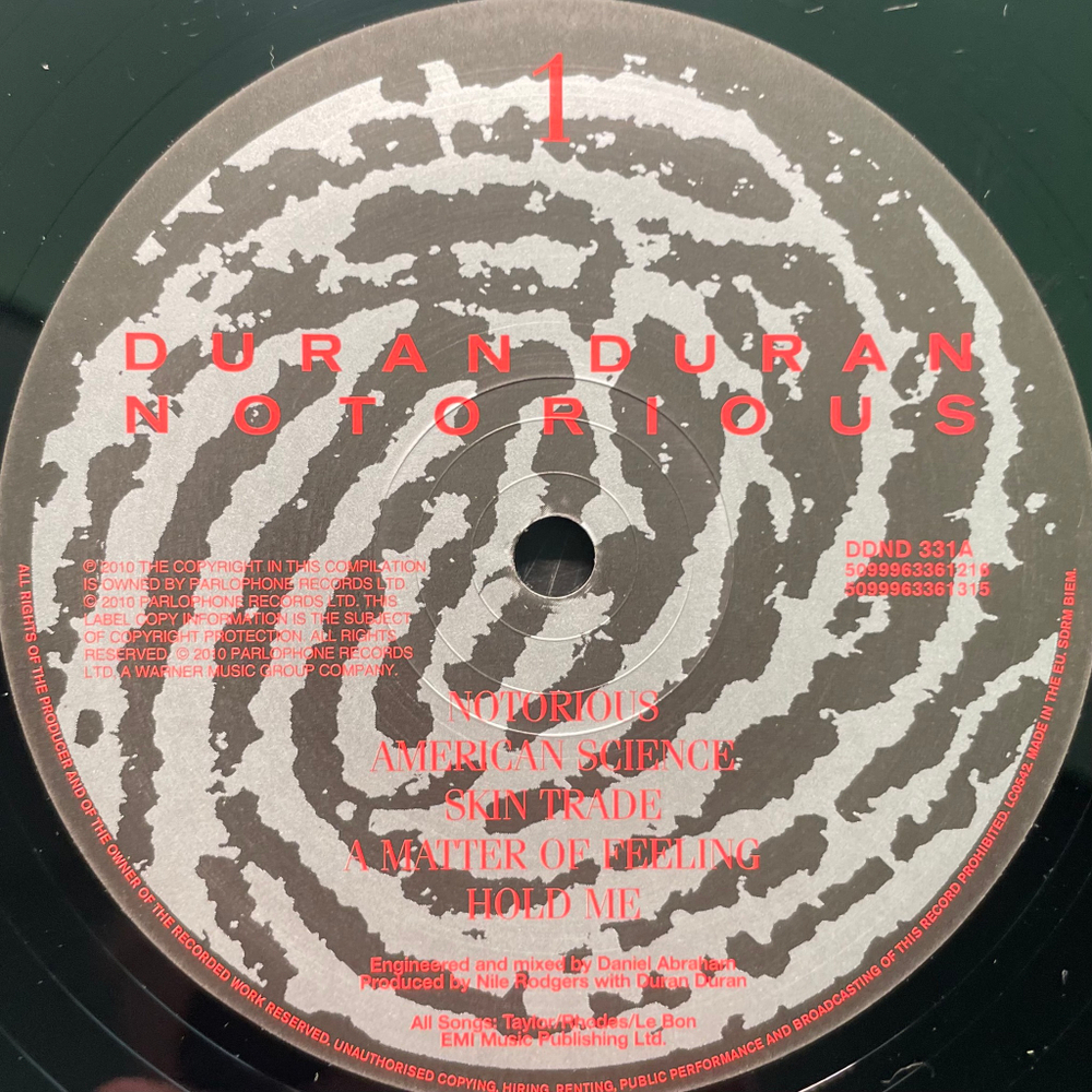 Duran Duran ‎– Notorious 2LP (Европа 2015г.)