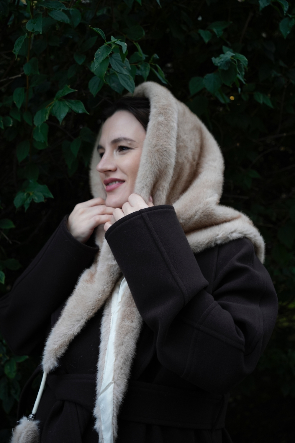 Меховая косынка под норку беж