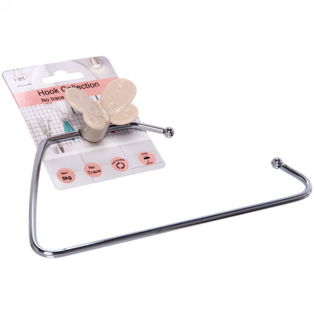 Держатель для полотенца с липким слоем Бабочка бежевый MH8042