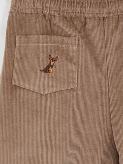 Широкие брюки капучино с вышивкой СОБАЧКИ