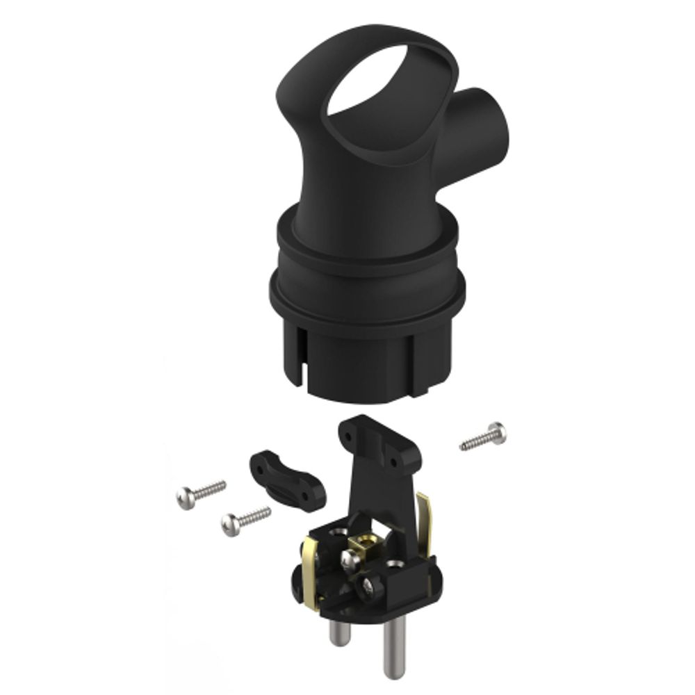 Вилка ЭРА VX12-B-IP44 каучуковая c заземлением 16А IP44 с кольцом угловая черная | Штепсельные вилки и розетки