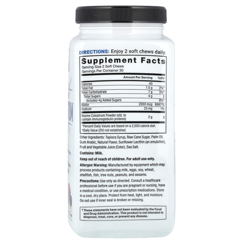Force Factor, Awesome Colostrum ™, ягоды и сливки, 60 жевательных таблеток