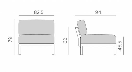 Модуль центральный пластиковый с подушками Maximo Elemento Centrale