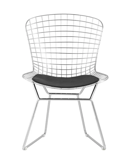 Стул Bertoia хром с черной подушкой