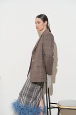 ПИДЖАК В КЛЕТКУ СЕРО-БЕЖЕВЫЙ|ОРАНЖЕВЫЙ