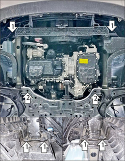 Защита картера двигателя, КПП. 2 мм, Сталь. для KIA K3 2022-н.в., Motodor.71007
