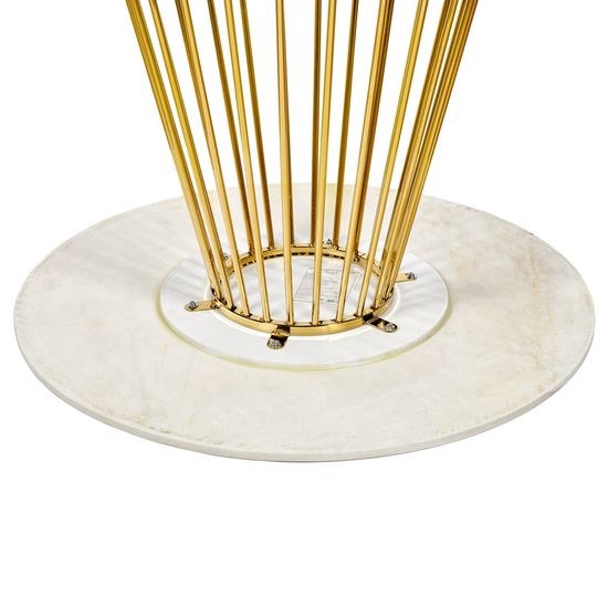 Стол Liverpool диам.100см, керамогранит белый мрамор с золотистыми ножками