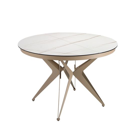 Круглый раздвижной обеденный стол 1119/MC22018DT из мраморной керамики и стали Испания 