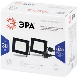 Прожектор светодиодный двойной ЭРА LPR-023-0-65K-2х30 2х30Вт 6500K IP65 3 метра с вилкой | Прожекторы Стандарт