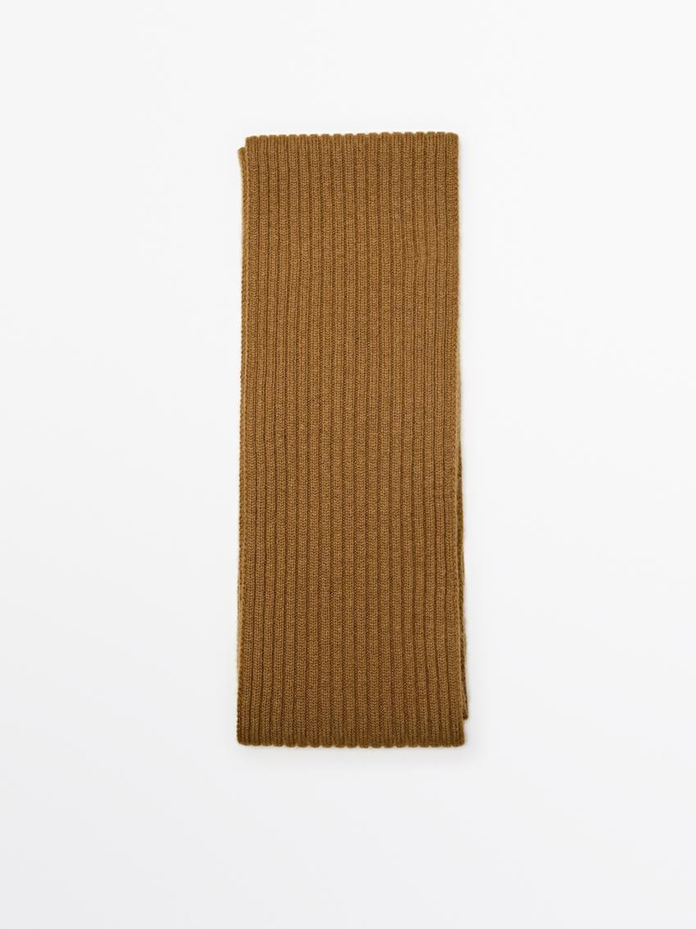 Massimo Dutti Тонкий шарф из ткани в рубчик, горчично-желтый