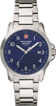 С браслетом Мужские наручные часы с серебряным браслетом Swiss Alpine Military 7011.1135 mens 40mm 10ATM