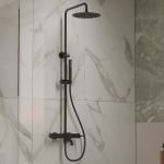 Душевая стойка Vincea Villa VSFS-1VL1MB с изливом, 25см верх. душ из нерж. стали, черный