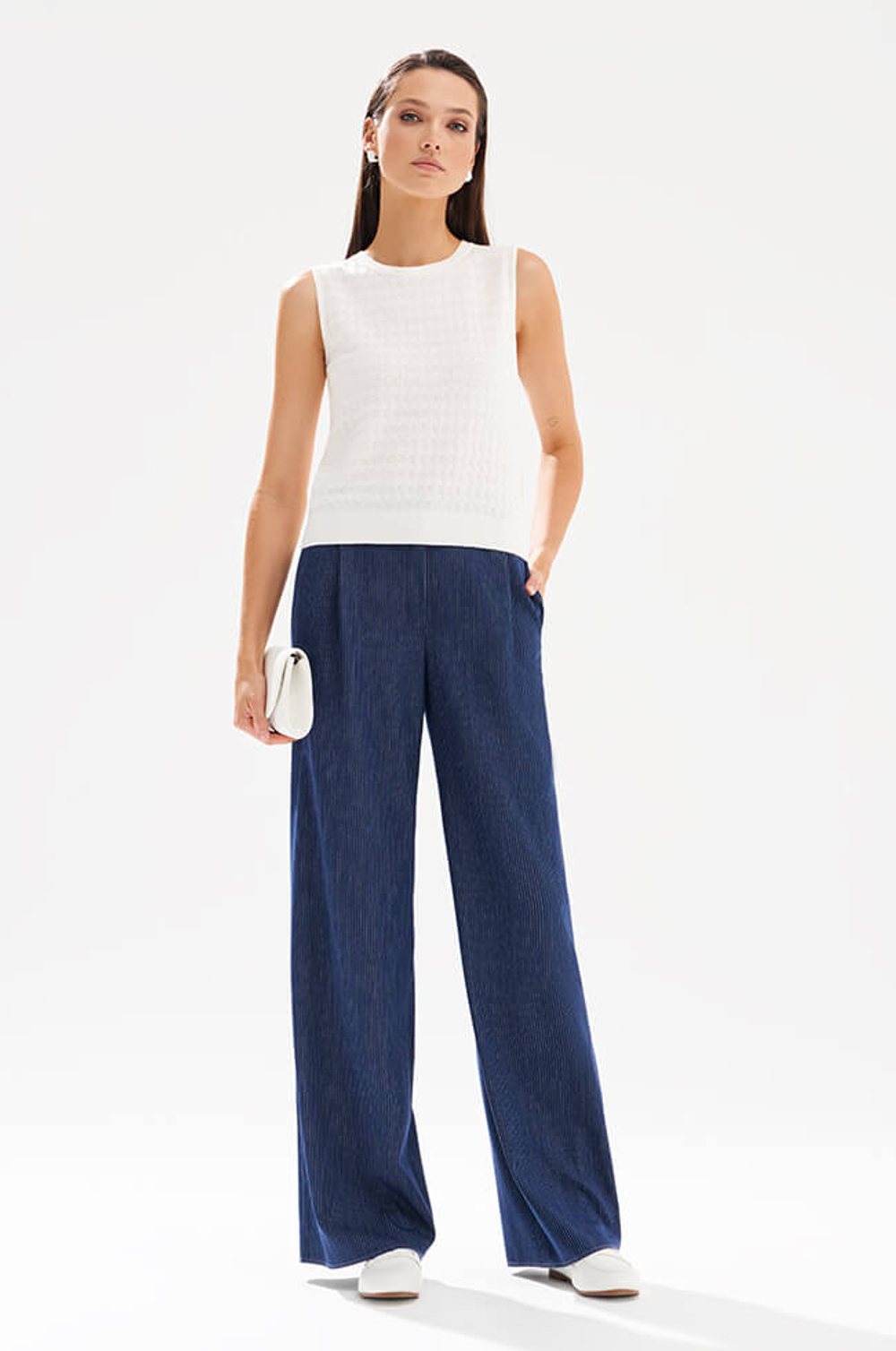 31259 Брюки женские (синий в полоску)