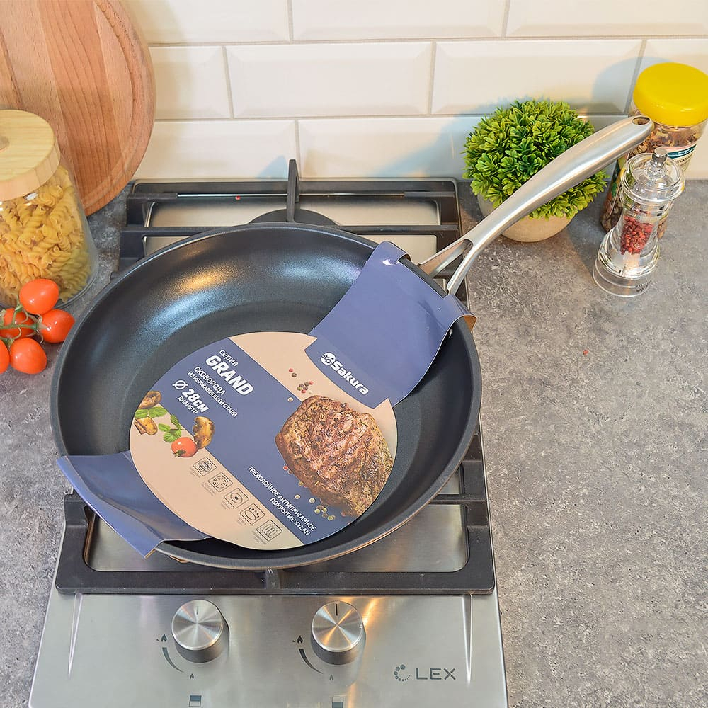 Сковорода 28см "Grand", нерж, покрытие Xylan, индукция, черная