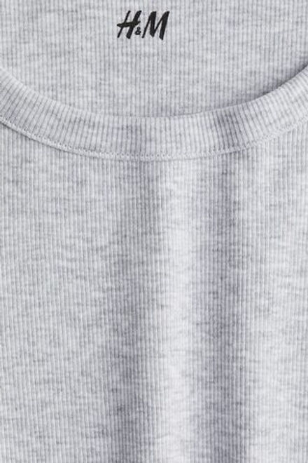 H&M Платье из хлопка в рубчик, серый