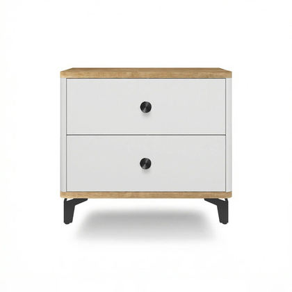 Тумба прикроватная на ножках с ящиками ROYAL 5303 эко (Дуб Кантри-Черный-р.черная)