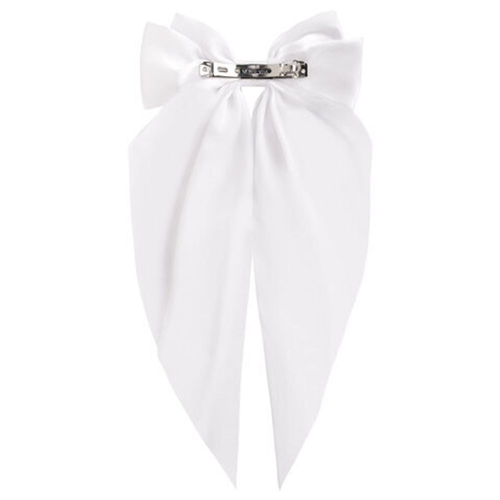 Заколка для волос баретте с бантом и широкими длинными хвостиками, белый, MONTE VITA, 457114