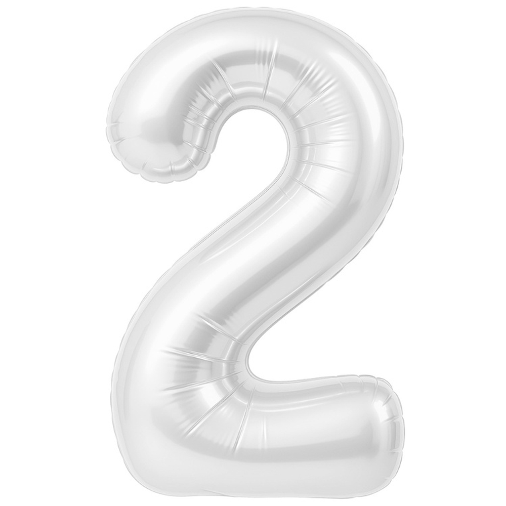 Шар фольгированный Цифра 2 101 см (Белый)
