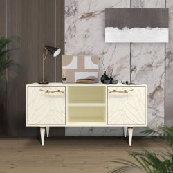 Тумба под ТВ Арт Колор leaves 117см Классик Голд Кремовый белый