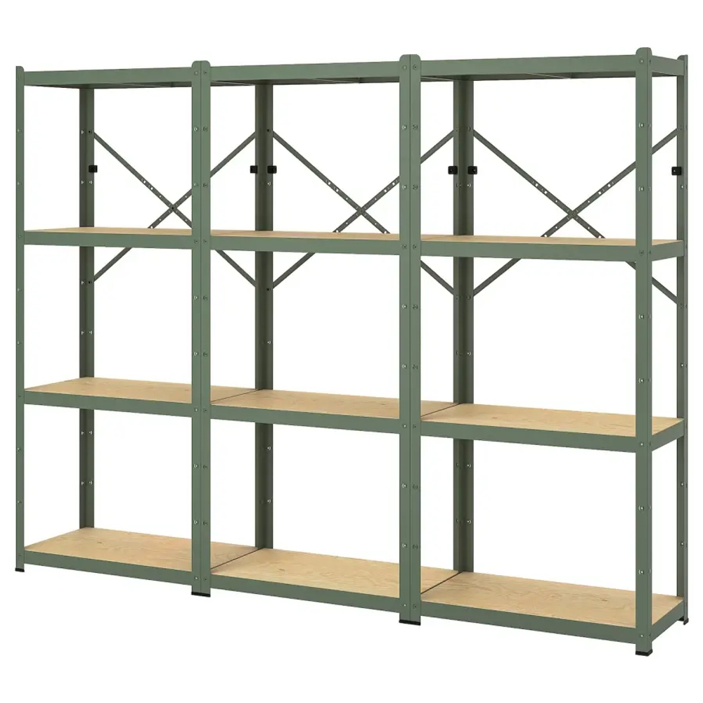Стеллаж - IKEA BROR, 190х40х254 см, серо-зеленый, БРУР ИКЕА