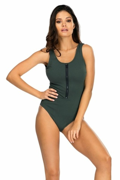 Совместный купальник с застежкой-молнией (Размер: 85/42) (Цвет: хаки)