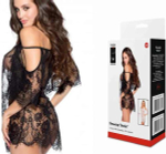 Пеньюар кружевной Denise с трусиками черный S/M