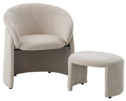 Кресло М-City DISAUR +Оттоманка Хаг (Hug) At5139-09 Светло-бежевый, ткань, каркас Металл В Обивке