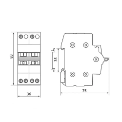 Переключатель ручной реверсивный трехпозиционный (реверсивный рубильник) РРП-2-63, APTRONUS, 2P, 63А.