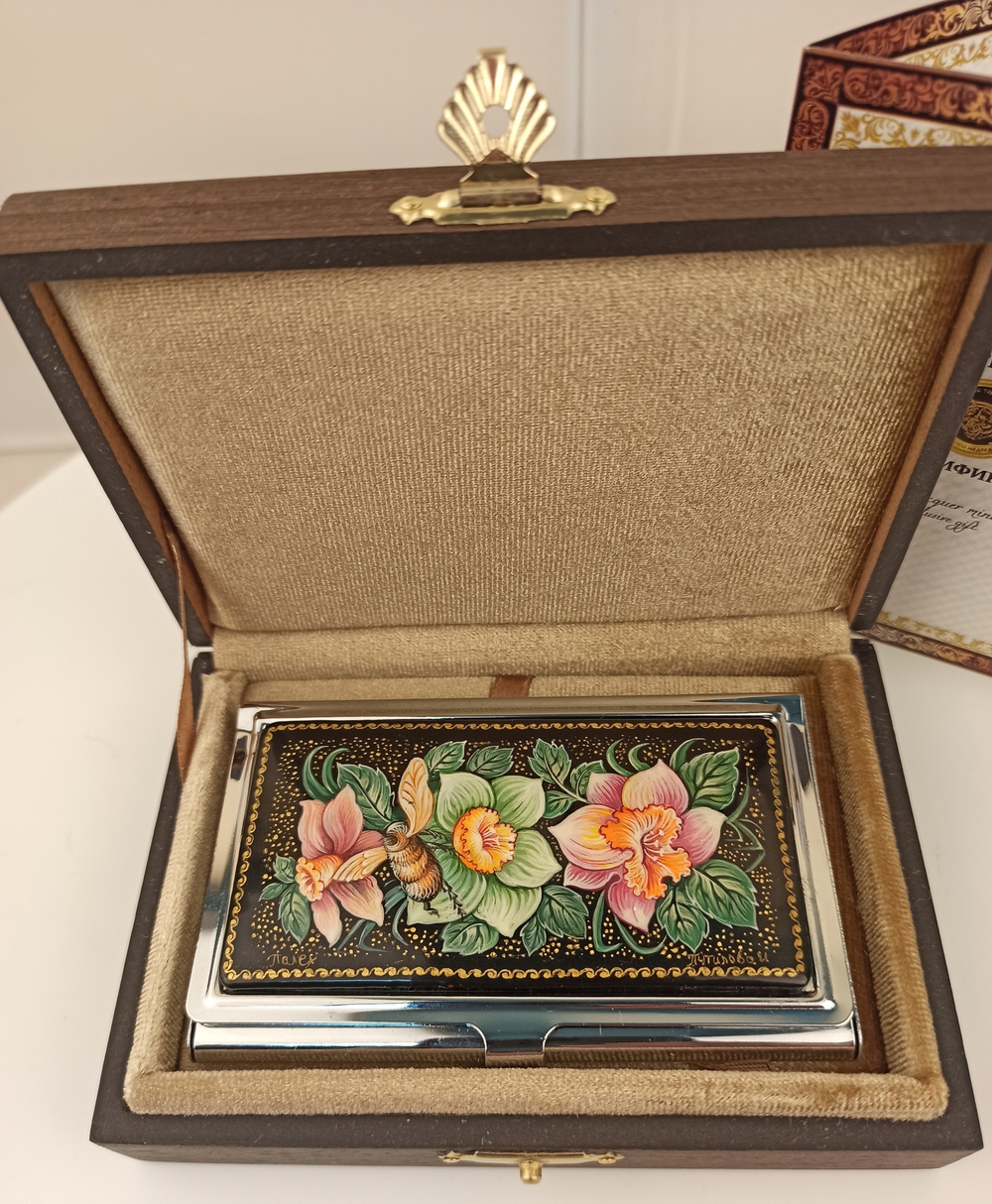 Визитница "Нарциссы" (роспись Палех)