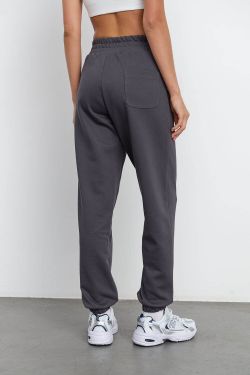 Свободные джоггеры без начеса из премиум футера цвета антрацит