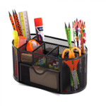 Подставка-органайзер д/канцтоваров, Alingar, металлическая, овальная, 22 см * 11 см, 9 отделений, черная