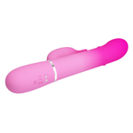 Розовый вибратор-кролик с вращающимися бусинами Shima - 22,6 см.