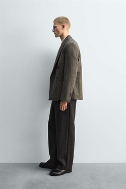 ZARA БРЮКИ ИЗ 100% ШЕРСТИ С ЗАЩИПАМИ — LIMITED EDITION, АНТРАЦИТОВО-СЕРЫЙ