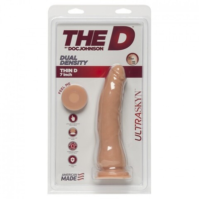 Реалистичный фаллоимитатор на присоске The D Thin D Vanilla 7" (Цвет: телесный)