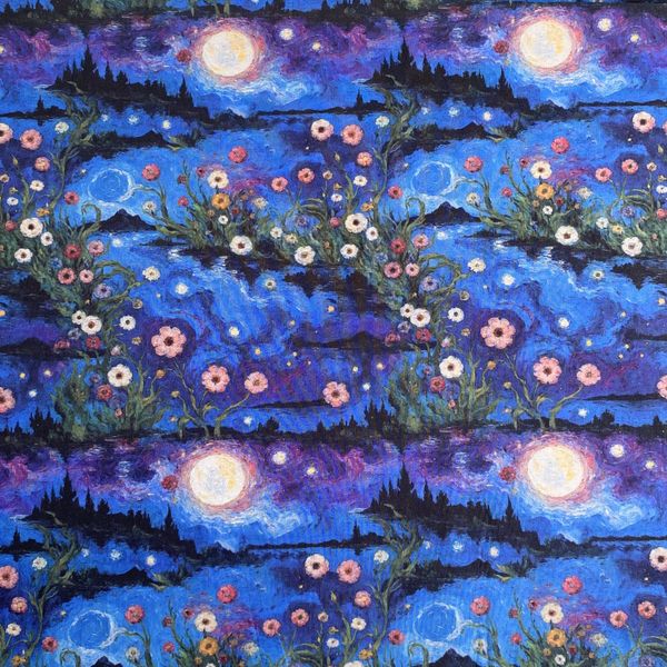 ЦВЕТЫ И ЛУНА, 100% хлопок Handmade Fabrics 1