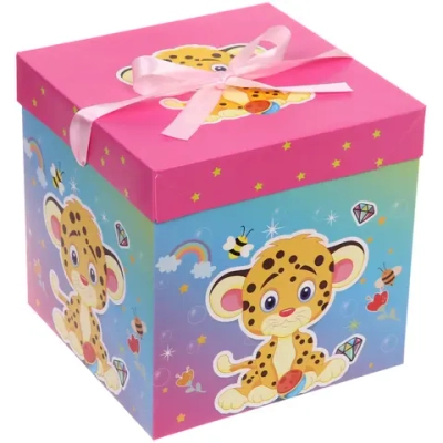 Коробка подарочная «Зверята» 22*22*22 см, микс