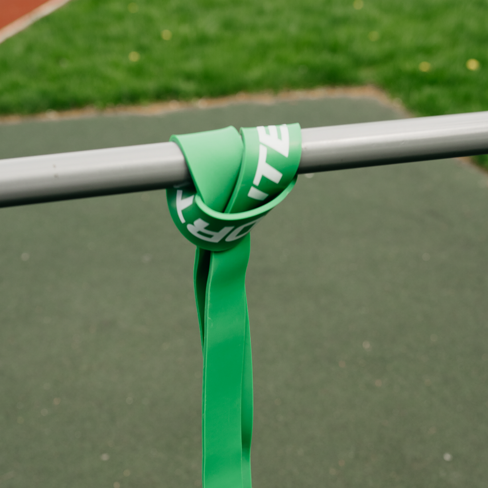 ITEX SPORT резинка для подтягивания на турнике, эспандер ленточный зеленый (сопротивление 25-70 кг), оптом
