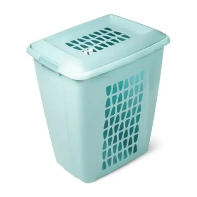 Корзина для белья Молетта прямоугольная 60л с крышкой бирюзовая (комплект 4 шт)