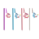 Ручка гелевая Alingar "Единорожка на самолете", 0,5 мм, синяя, игольчатый наконечник, круглый цветной пластиковый корпус, карт. уп.