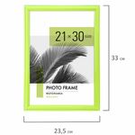 Рамка 21х30 см небьющаяся, багет 17,5 мм, пластик, BRAUBERG "Colorful", салатовая, 391244