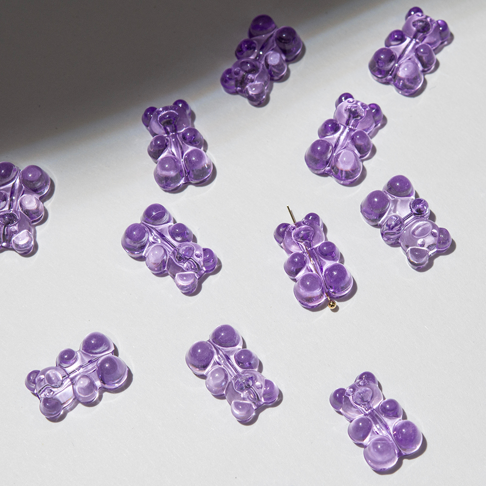 Подвеска "Мармеладный медвежонок", 18,5*12мм, фиолетовый акрил