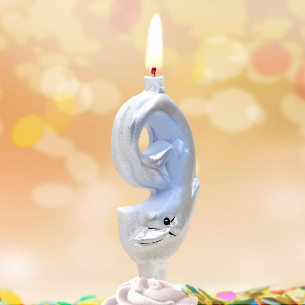 Свеча Цифра, 9 Дельфин, 9 см, 1 шт.
