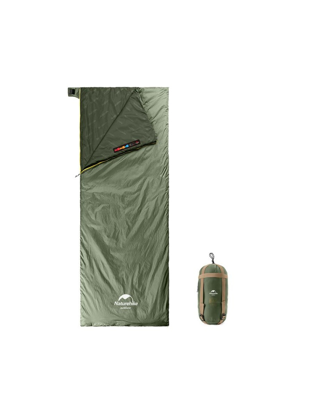 Мешок спальный Naturehike LW180, 205х85 см, (ТК: +15C), зеленый