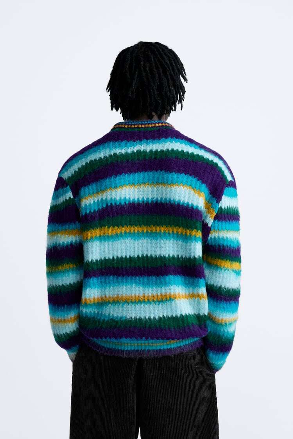 ZARA СВИТЕР В ПОЛОСКУ С НАЧЕСОМ, РАЗНОЦВЕТНЫЙ