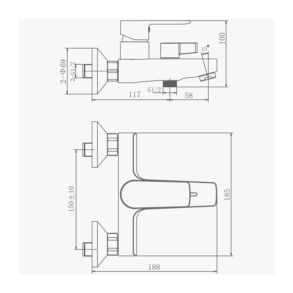 Смеситель для ванны 35к HB60719 HAIBA