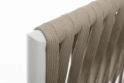 "Касабланка" кресло плетеное из роупа, основание дуб, каркас алюминий светло-серый (RAL7035) муар, роуп серо-коричневый 23мм, ткань бежевая 052
