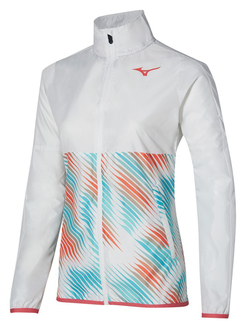 Женская теннисная куртка Mizuno Printed Jacket - white/fierry coral