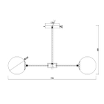Светильник на штанге 6x40Вт E14, металл/стекло, шампань