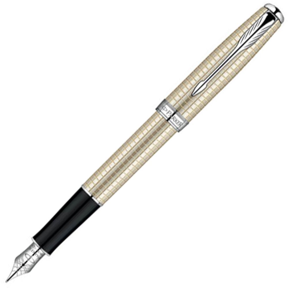 Перьевая ручка Parker Sonnet, цвет - серебристый, перо - золото 18К